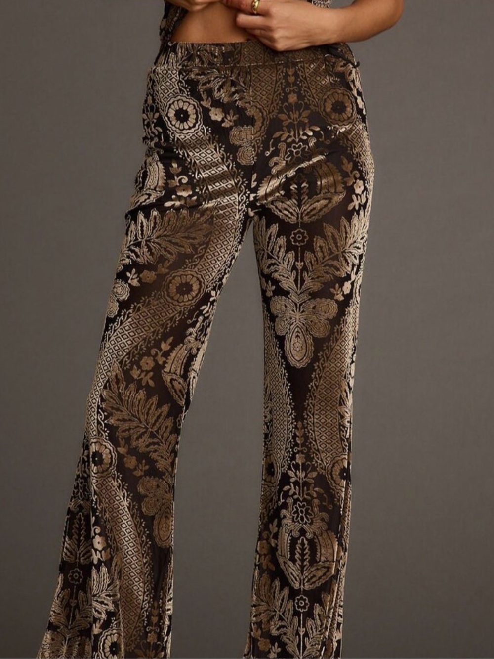 12th Tribe burnout velvet baroque print pants Large